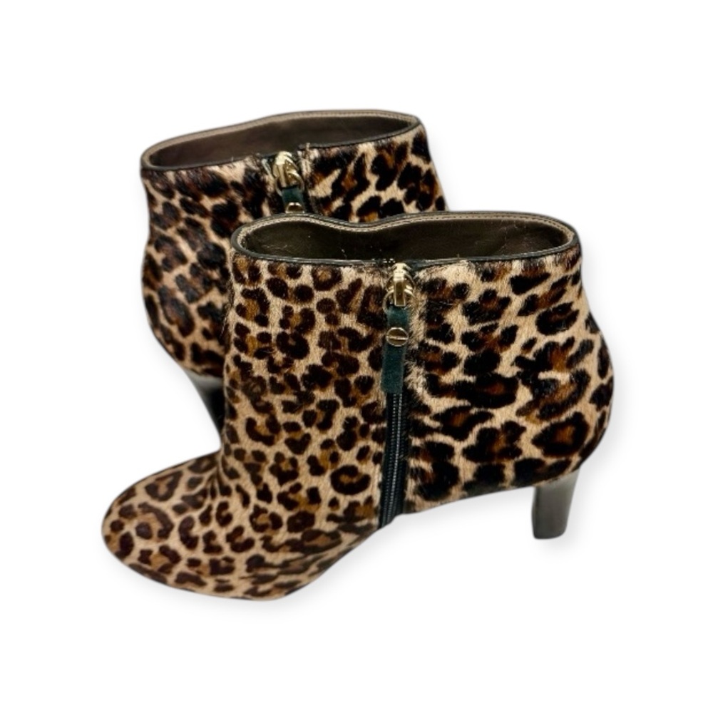 Talbots Banya leopard Print calf hair Ankle Booties size 8.5